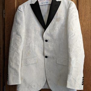 RETRO PARIS WHITE AND BLACK SUIT COAT FOR PROM MENS SIZE 38L/32